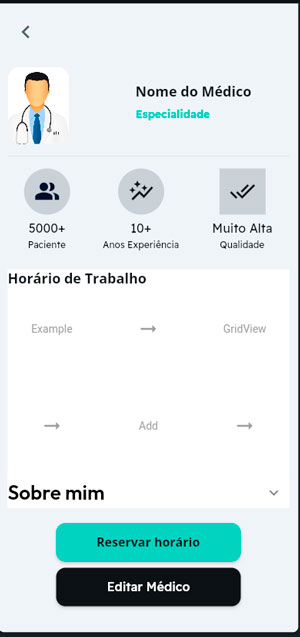 App Agendamentos FlutterFlow - Página Detalhes Médico