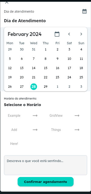 App Agendamentos - FlotterFlow - Página Horário Agendamento